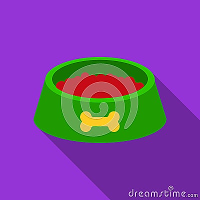 Dog bowl vector icon in flat style for web Vector Illustration