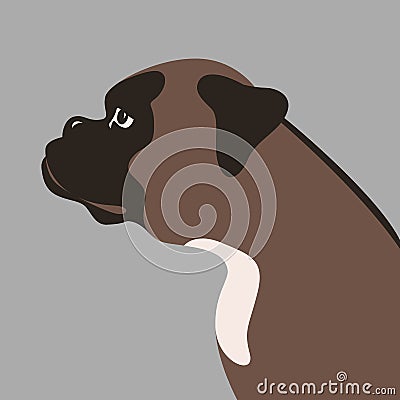 Dog boxer head profile side flat style vector Vector Illustration