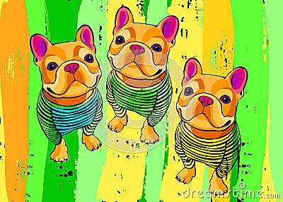 Dog breed cute pet animal bulldog french vector Vector Illustration