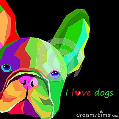 Dog breed cute pet animal bulldog french Vector Illustration