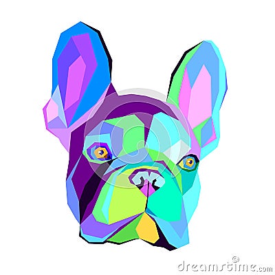 Dog breed cute pet animal bulldog french Vector Illustration