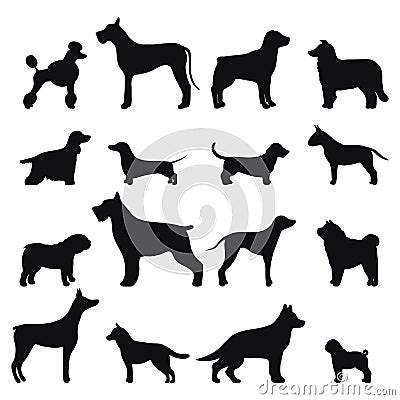 Dog breed vector black silhouette Vector Illustration