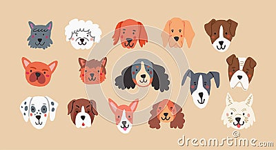 16 Dog Breeds Best Icons Set Vector Illustration