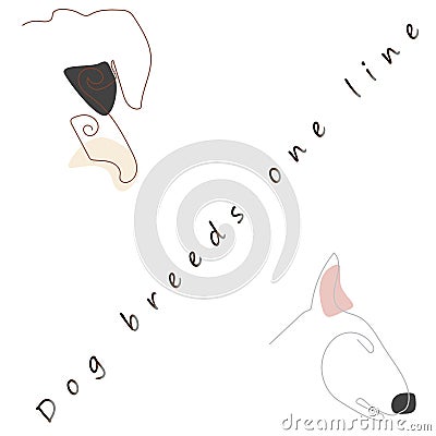 Dog breeds one line. Boxer and Beagle with a continuous line. Stock Photo