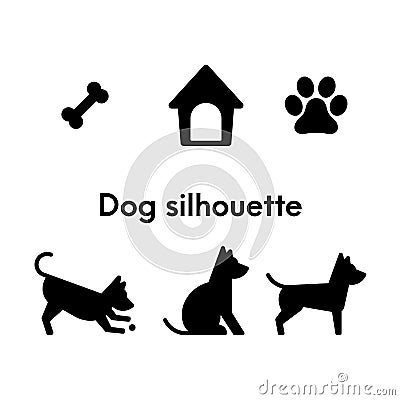 Dog-breeds-silhouettes-vector-design-home-footprint-bone Vector Illustration