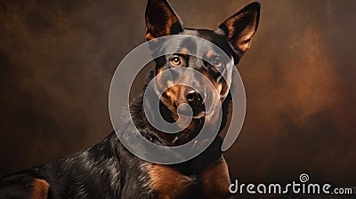 Stunning Dog Portrait In Black And Brown With Hopi Art Influence Stock Photo