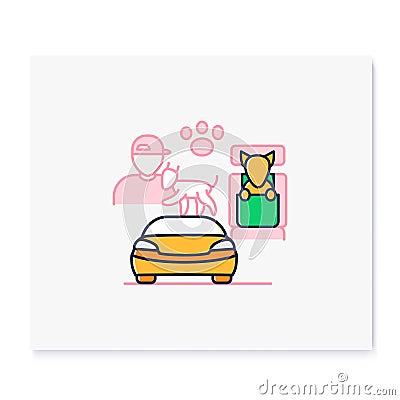 Dog car seat color icon Vector Illustration
