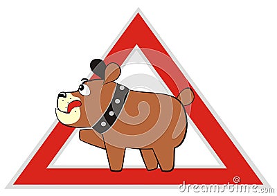 Dog in car, traffic sign, sticker, vector icon Vector Illustration