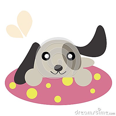 Dog On A Carpet. Vector Illustration