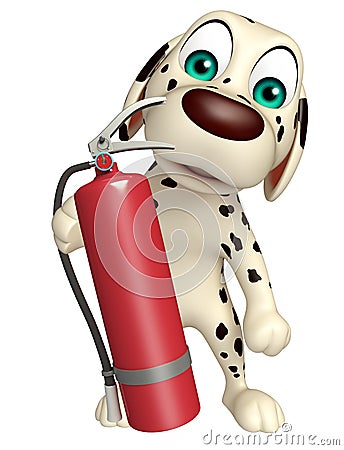 Dog cartoon characte with fire extinguisher Cartoon Illustration