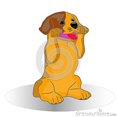 Dog cartoon on hind legs on a white background Stock Photo