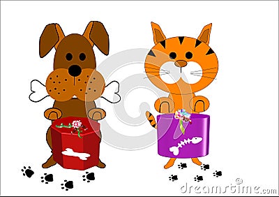 Dog And Cat Cartoon Characters Stock Photos - Image: 17418303