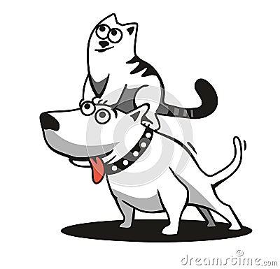 The dog and cat. Vector Illustration