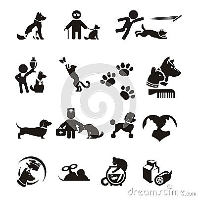 Dog and Cat icons set Vector Illustration