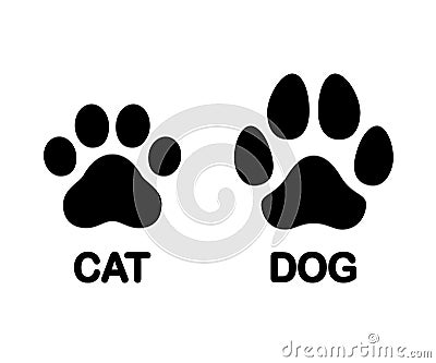 Dog and cat paw print Vector Illustration
