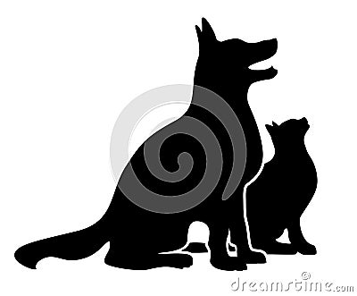 Dog and Cat Silhouette Vector Illustration