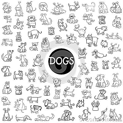 Dog characters big set Vector Illustration