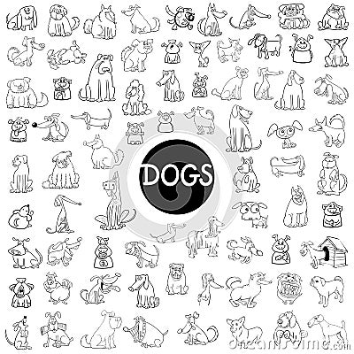 Dog characters large set Vector Illustration