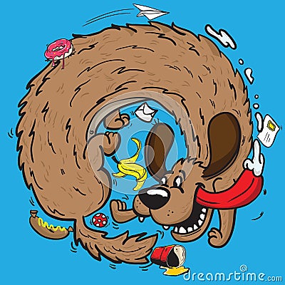 Dog chasing Cartoon Illustration