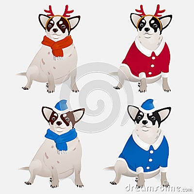 Dog in christmas costume Vector Illustration