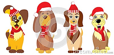Dog christmas cap and scarf set Stock Photo