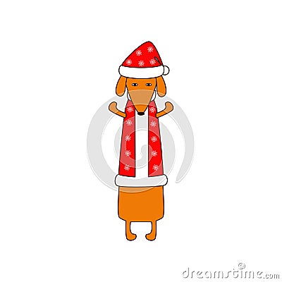 Dog in Christmas suit Vector Illustration