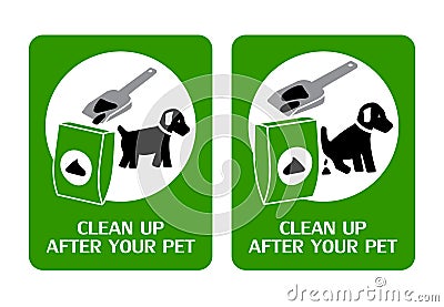 Dog clean up signs Vector Illustration