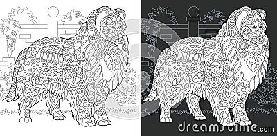 Dog Coloring Page Vector Illustration