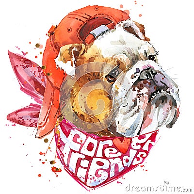 Dog companion T-shirt graphics. Cartoon Illustration