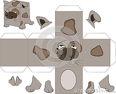 A dog cube. Toy for assemblage Vector Illustration