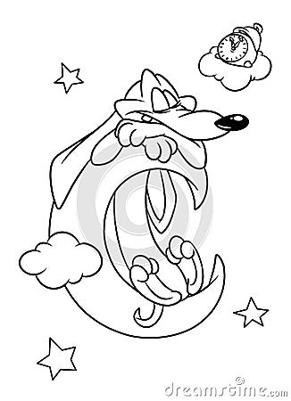 Dog dachshund dream moon coloring pages cartoon Cartoon Illustration