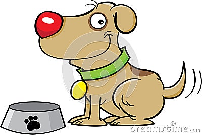 Dog with a dog dish Vector Illustration