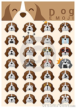 Dog emoji icons Vector Illustration