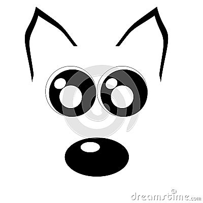 Dog face contours. Cartoon Illustration