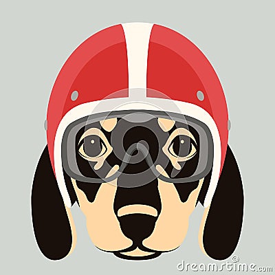 Dog face in motorcycle helmet vector illustration flat Vector Illustration