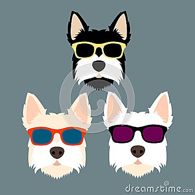 Dog face sunglasses vector illustration style flat Vector Illustration