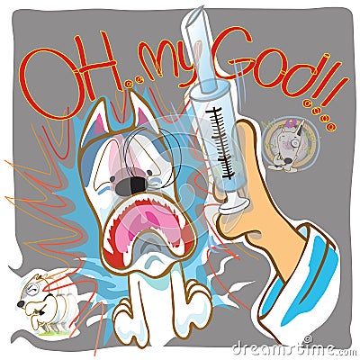 Dog Fear syringe Doctor Stock Photo