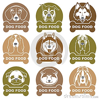 Dog food labels set Vector Illustration