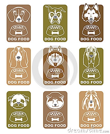 Dog food labels set Vector Illustration