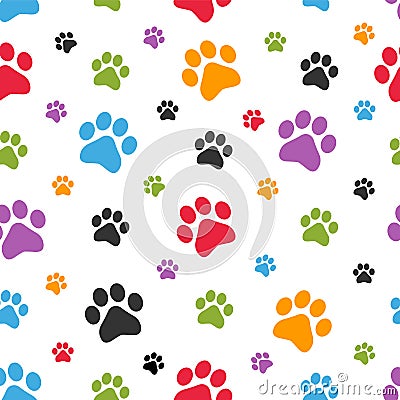 Dog Footprints Seamless Pattern Vector Illustration