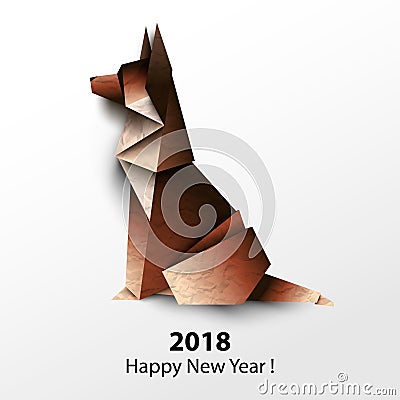 Dog German shepherd. Paper origami. Vector illustration. 2018 Ha Vector Illustration