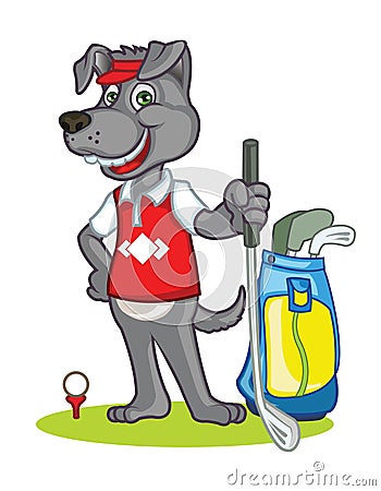 Dog Golfer Cartoon Stock Photo