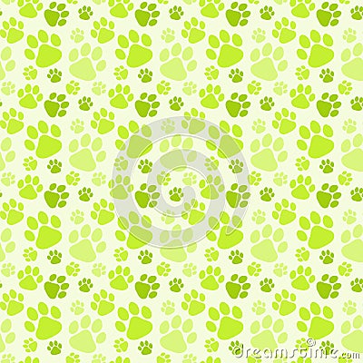 Dog Green Footprints Seamless Pattern Stock Photo