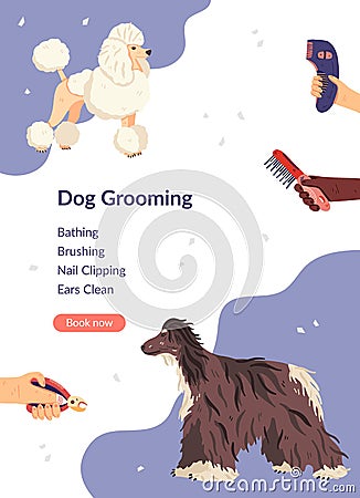 Dog grooming card template vector illustration Vector Illustration