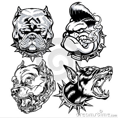 Dog Head Pitbull Logo Mascot Annimal Drawing Vector Vector Illustration