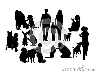 Dog And His Master Silhouette, art vector design Vector Illustration