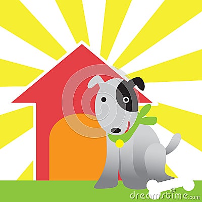 Dog and house Vector Illustration