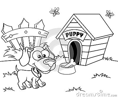 Dog and house Vector Illustration