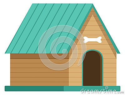 Dog house cartoon icon. Wooden doghouse building Vector Illustration