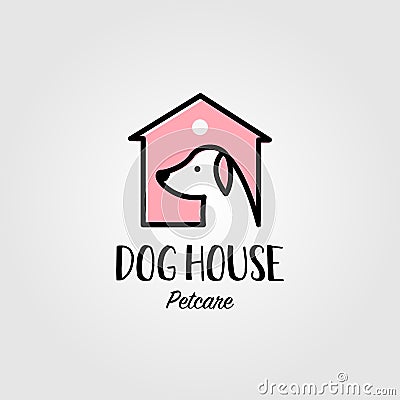 Dog house pet shop home logo vector icon design Vector Illustration